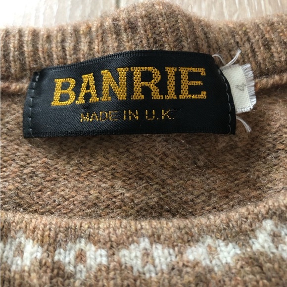 Vintage Banrie 100% Lambswool Made in UK Argyle Color Work Sweater in Beige - Picture 7 of 10